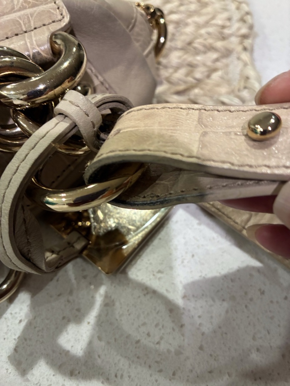 Furla Beige Leather Belt Bag / Crossbody w/ Gold Hardware - Picture 15 of 16